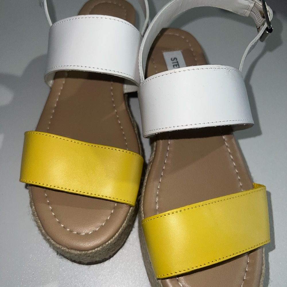 Yellow and White Sandals
